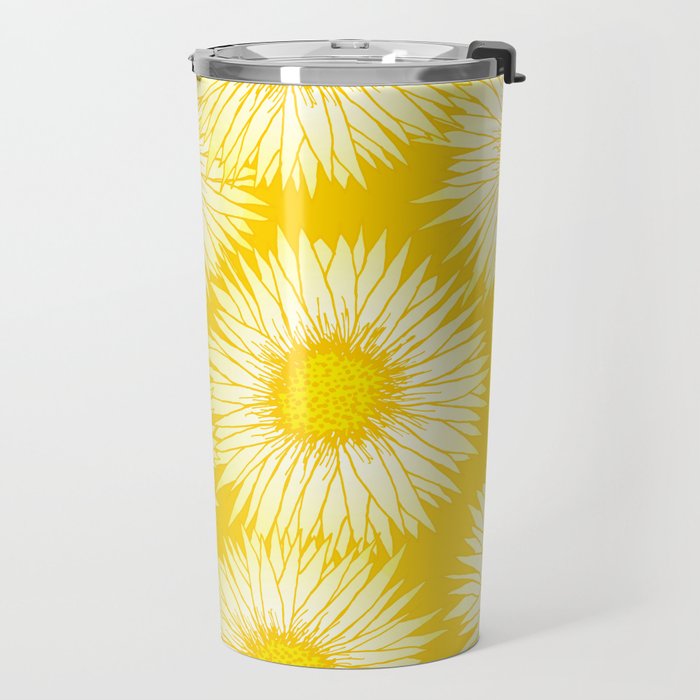 Yellow Sunflowers Floral Pattern Travel Mug Gallery Image 2