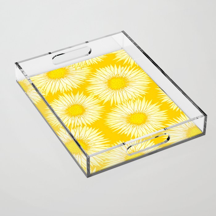 Yellow Sunflowers Floral Pattern Acrylic Tray Gallery Image 1