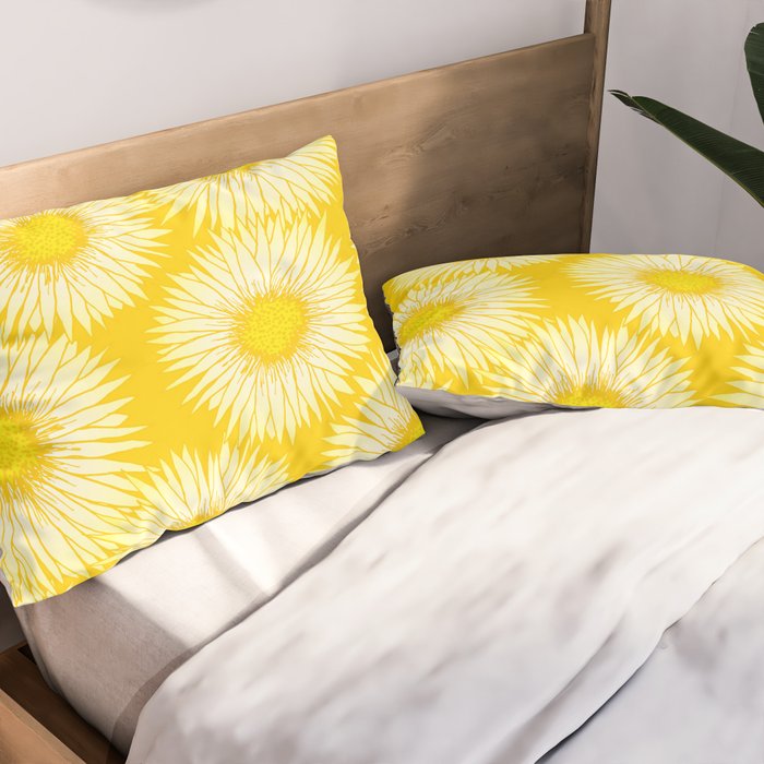Yellow Sunflowers Floral Pattern Pillow Sham Gallery Image 2