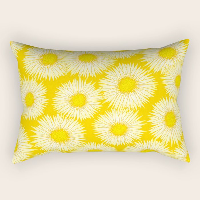 Yellow Sunflowers Floral Pattern Rectangular Pillow Gallery Image 1