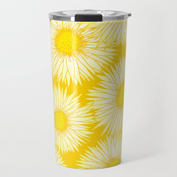 Yellow Sunflowers Floral Pattern Travel Mug Gallery Image 1
