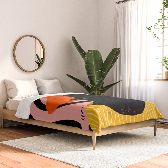Squirt game with yellow shirt and black and pink background minimal  Comforter Gallery Image 2