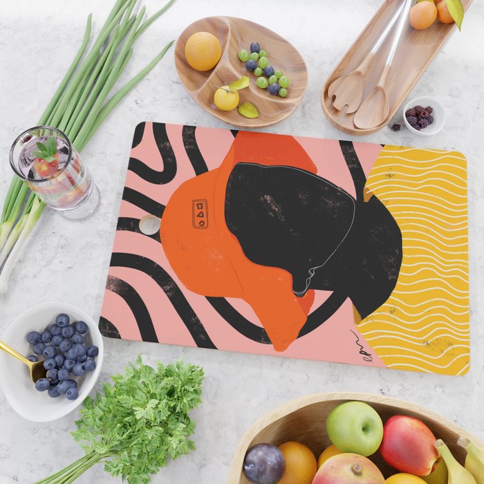 Squirt game with yellow shirt and black and pink background minimal  Cutting Board Gallery Image 2