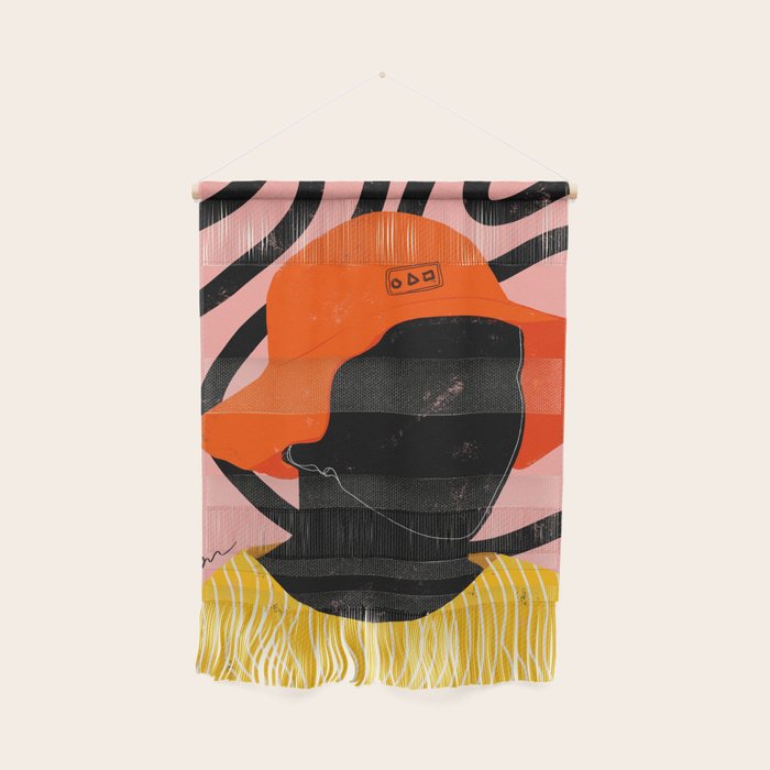 Squirt game with yellow shirt and black and pink background minimal  Wall Hanging Gallery Image 1