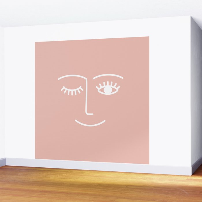 Wink (Pink) Wall Mural Gallery Image 2