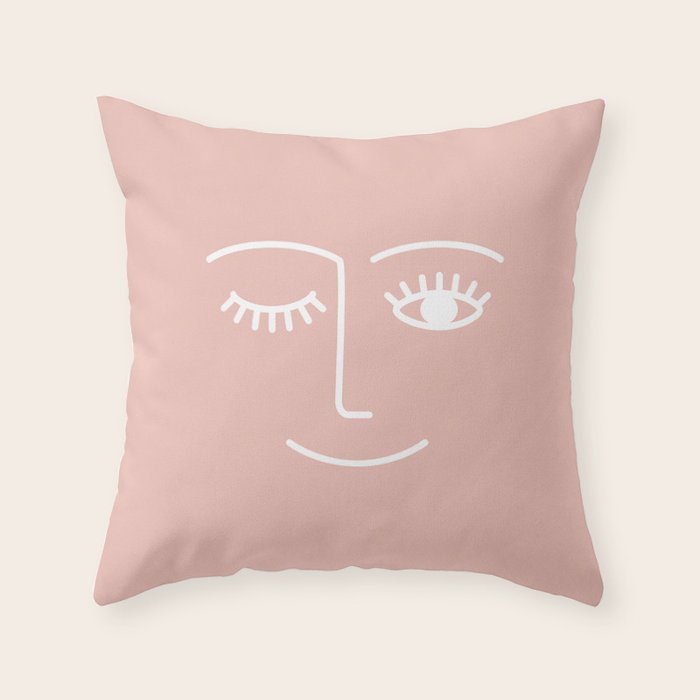 Wink (Pink) Throw Pillow Gallery Image 6