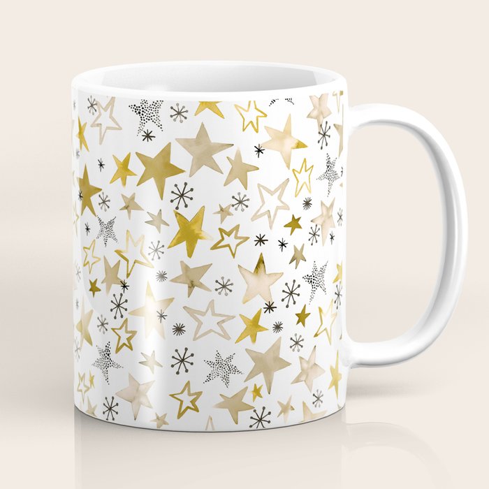 Christmas Golden Stars Elegant Celestial Stars Coffee Mug Gallery Image 1