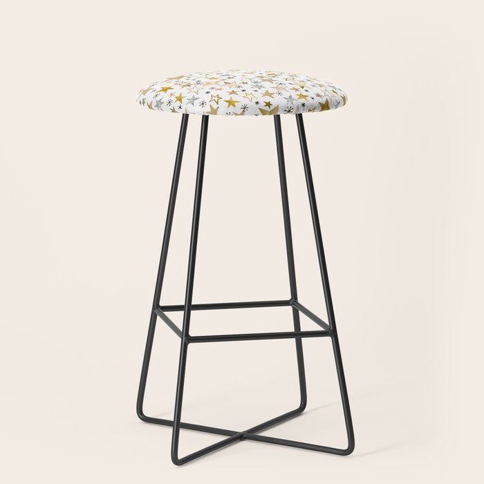 Christmas Golden Stars Elegant Celestial Stars Stool Gallery Image 1