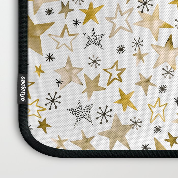 Christmas Golden Stars Elegant Celestial Stars Laptop Sleeve Gallery Image 3