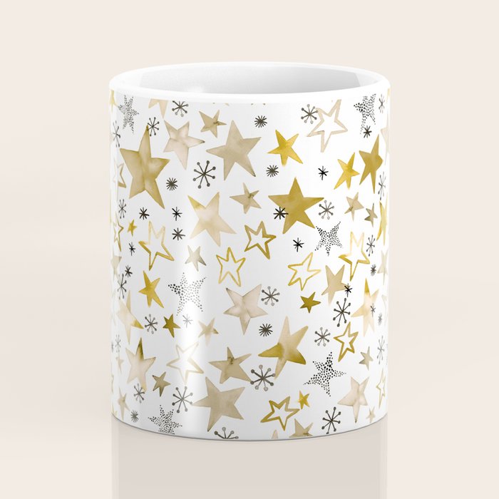 Christmas Golden Stars Elegant Celestial Stars Coffee Mug Gallery Image 4