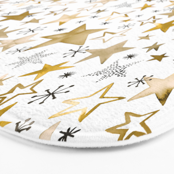 Christmas Golden Stars Elegant Celestial Stars Bath Mat Gallery Image 3