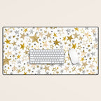 Christmas Golden Stars Elegant Celestial Stars Desk Mat Gallery Image 1
