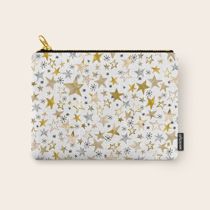 Christmas Golden Stars Elegant Celestial Stars Carry All Pouch Gallery Image 1