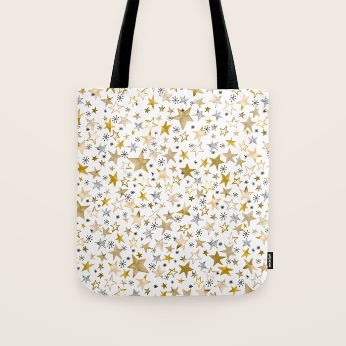 Christmas Golden Stars Elegant Celestial Stars Tote Bag Gallery Image 1