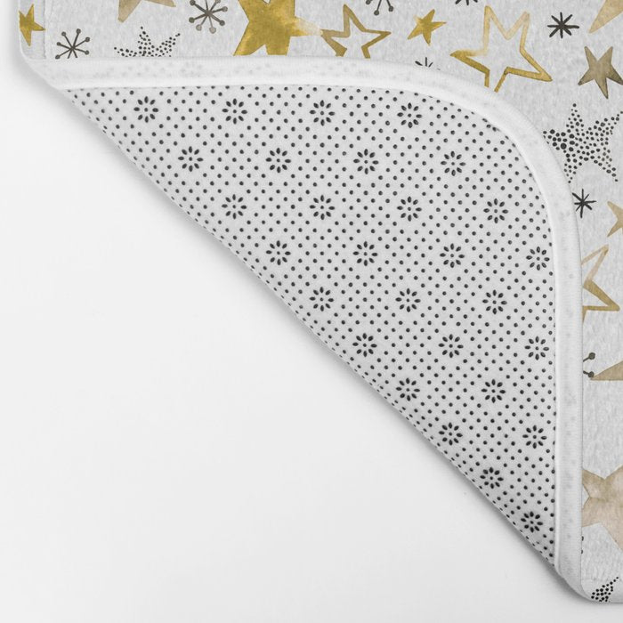Christmas Golden Stars Elegant Celestial Stars Bath Mat Gallery Image 2