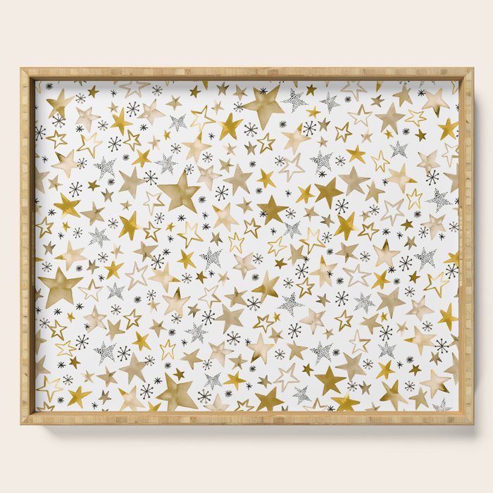 Christmas Golden Stars Elegant Celestial Stars Serving Tray Gallery Image 1