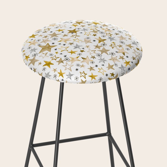 Christmas Golden Stars Elegant Celestial Stars Stool Gallery Image 2