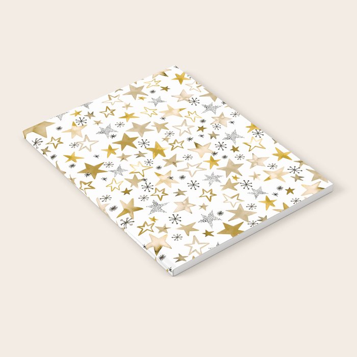 Christmas Golden Stars Elegant Celestial Stars Notebook Gallery Image 2
