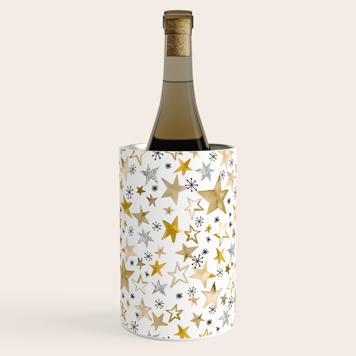 Christmas Golden Stars Elegant Celestial Stars Wine Chiller Gallery Image 2