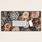 Desert Florals And Succulent Garden Peach Teal Desk Mat Gallery Image 1