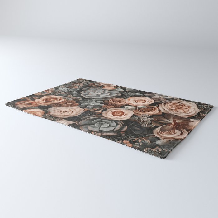Desert Florals And Succulent Garden Peach Teal Rug Gallery Image 3