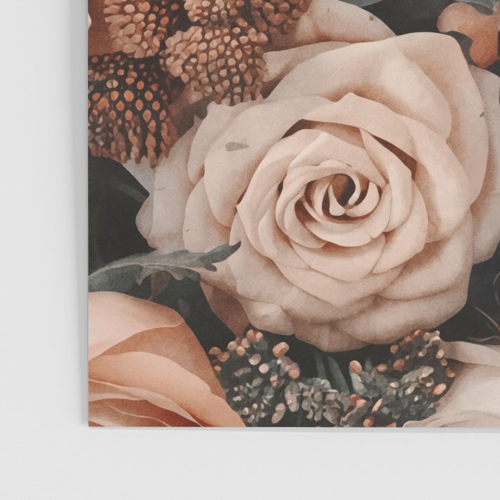 Desert Florals And Succulent Garden Peach Teal Poster Gallery Image 3