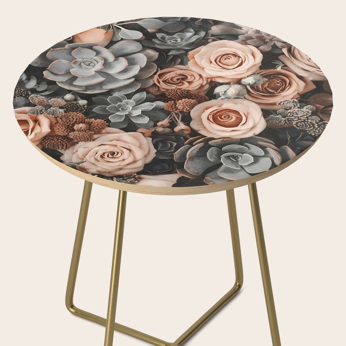 Desert Florals And Succulent Garden Peach Teal Side Table Gallery Image 2