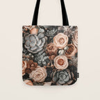Desert Florals And Succulent Garden Peach Teal Tote Bag Gallery Image 1