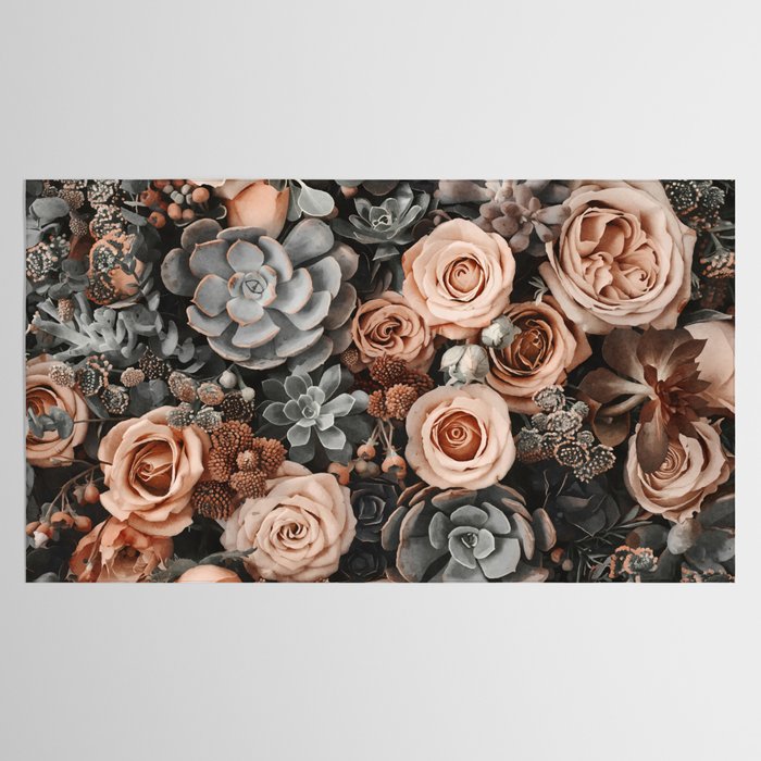 Desert Florals And Succulent Garden Peach Teal Tablecloth Gallery Image 2