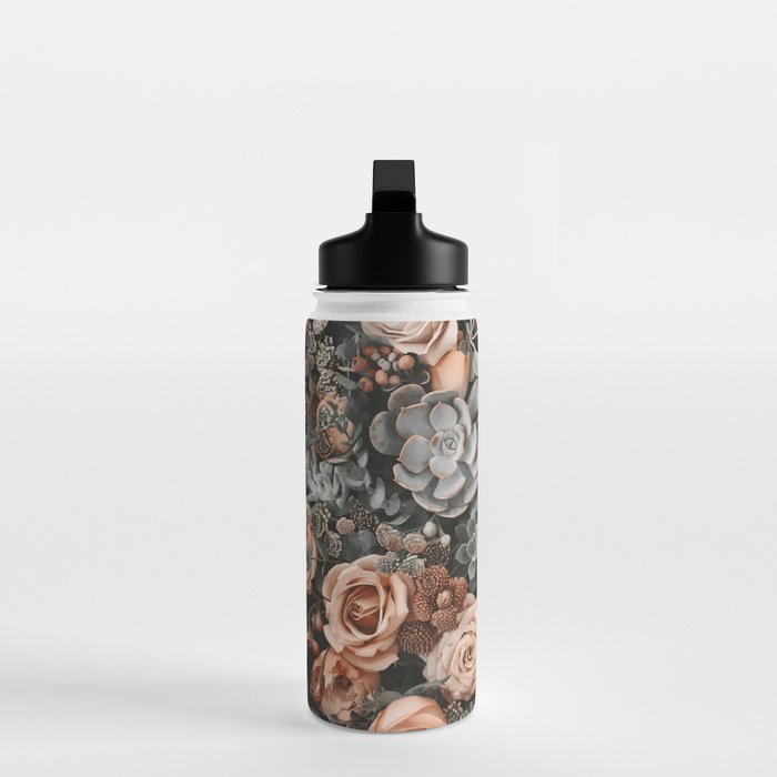Desert Florals And Succulent Garden Peach Teal Water Bottle Gallery Image 3