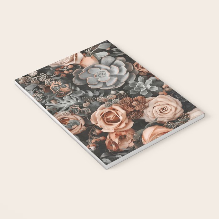Desert Florals And Succulent Garden Peach Teal Notebook Gallery Image 3