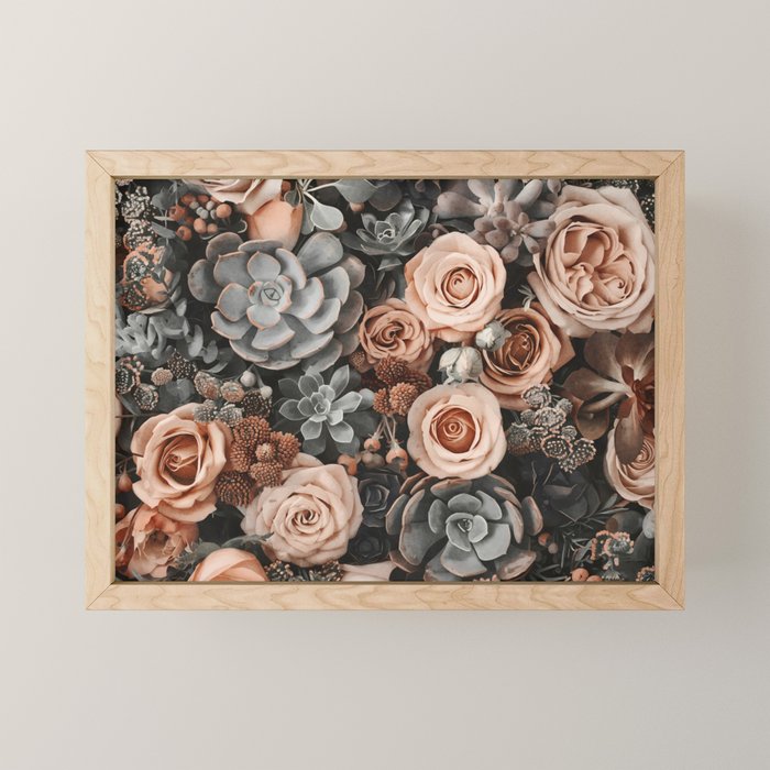 Desert Florals And Succulent Garden Peach Teal Mini Art Print Gallery Image 1