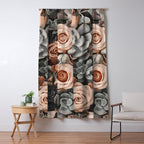 Desert Florals And Succulent Garden Peach Teal Window Curtain Gallery Image 5