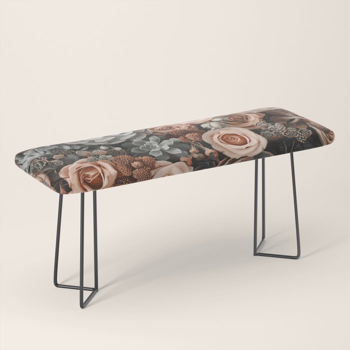 Desert Florals And Succulent Garden Peach Teal Bench Gallery Image 1