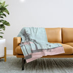 Beachfront palm tree soft pastel sunset graphic Throw Blanket Gallery Image 1