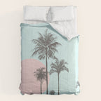Beachfront palm tree soft pastel sunset graphic Comforter Gallery Image 6