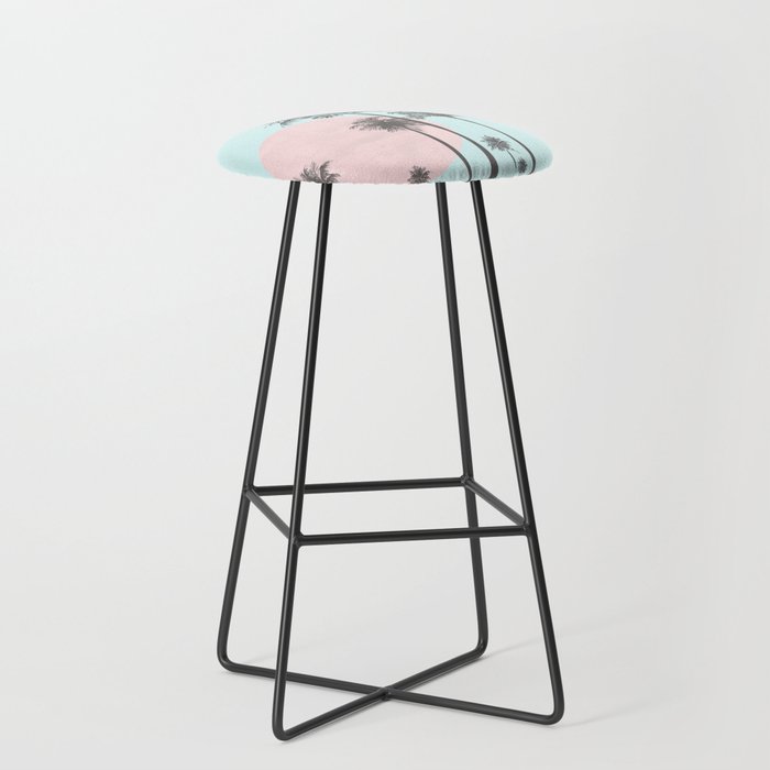 Beachfront palm tree soft pastel sunset graphic Stool Gallery Image 1