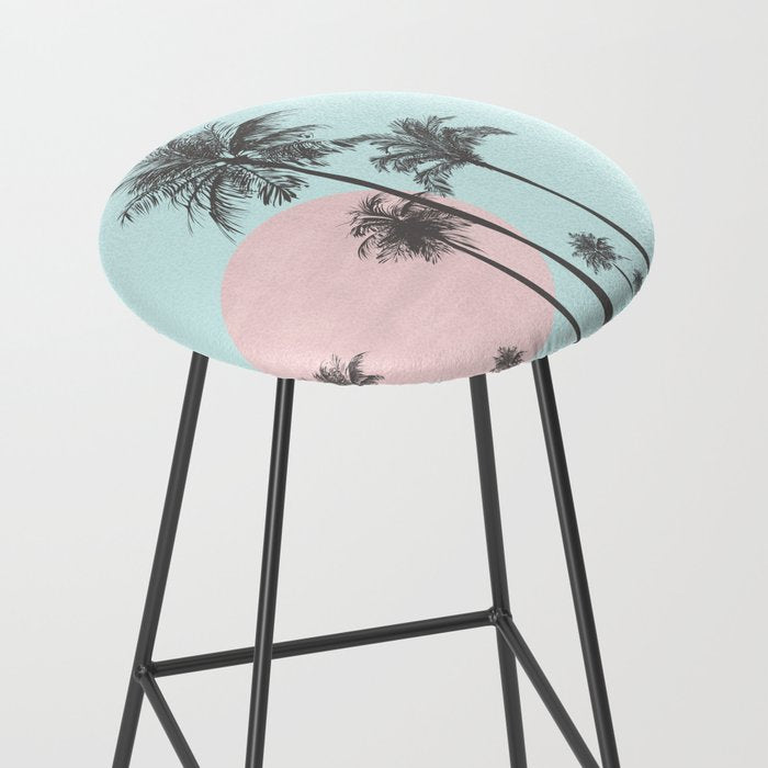 Beachfront palm tree soft pastel sunset graphic Stool Gallery Image 2