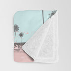 Beachfront palm tree soft pastel sunset graphic Throw Blanket Gallery Image 3