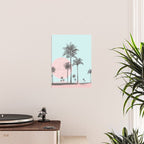 Beachfront palm tree soft pastel sunset graphic Poster Gallery Image 2