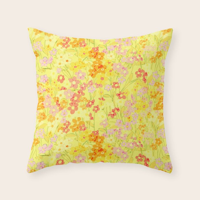 Summer Garden (Yellow) Throw Pillow Gallery Image 1