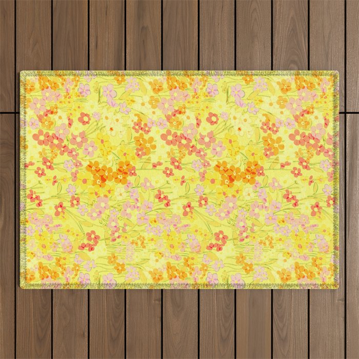 Summer Garden (Yellow) Outdoor Rug Gallery Image 1