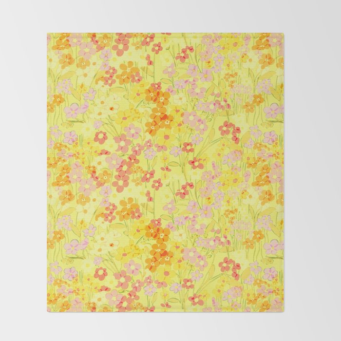 Summer Garden (Yellow) Throw Blanket Gallery Image 2