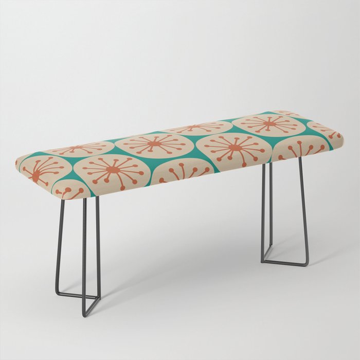 Atomic Dots Retro Midcentury Modern Pattern in Mid Mod Orange, Beige, and Turquoise Teal Bench Gallery Image 1