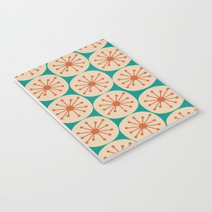 Atomic Dots Retro Midcentury Modern Pattern in Mid Mod Orange, Beige, and Turquoise Teal Notebook Gallery Image 3