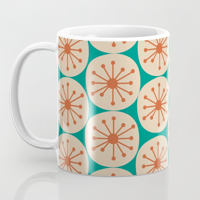 Atomic Dots Retro Midcentury Modern Pattern in Mid Mod Orange, Beige, and Turquoise Teal Coffee Mug Gallery Image 3