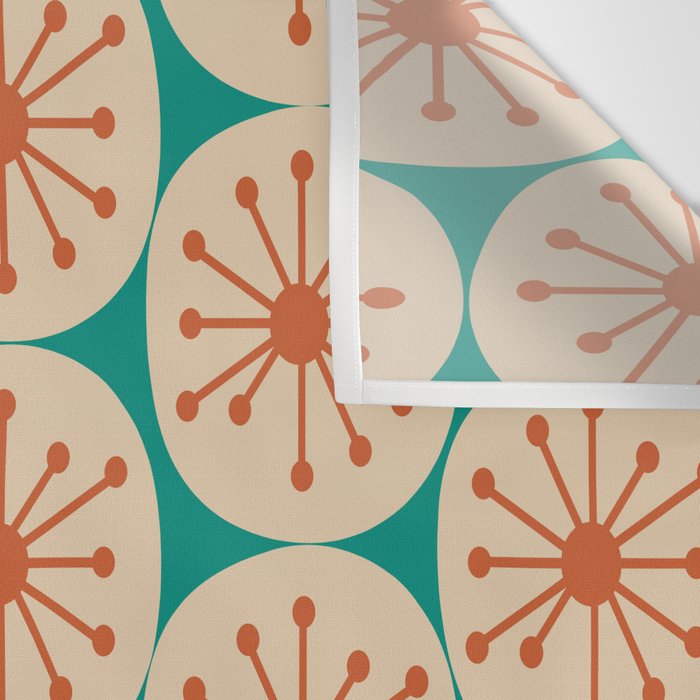 Atomic Dots Retro Midcentury Modern Pattern in Mid Mod Orange, Beige, and Turquoise Teal Wall Tapestry Gallery Image 3
