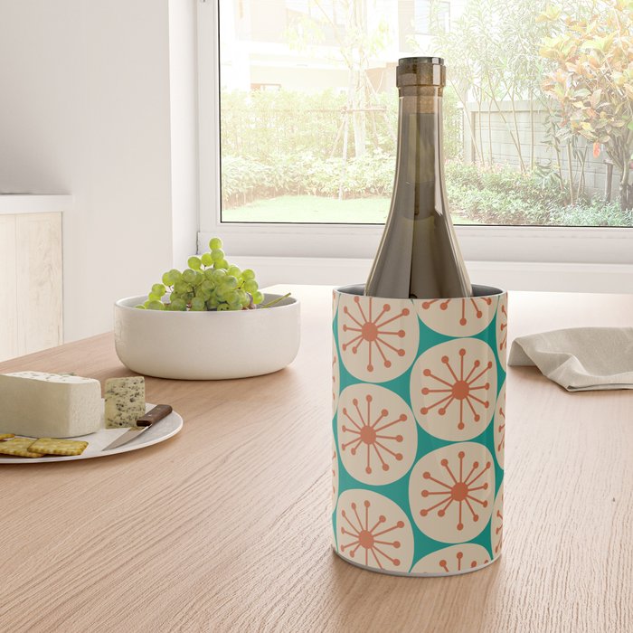 Atomic Dots Retro Midcentury Modern Pattern in Mid Mod Orange, Beige, and Turquoise Teal Wine Chiller Gallery Image 4