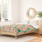 Atomic Dots Retro Midcentury Modern Pattern in Mid Mod Orange, Beige, and Turquoise Teal Duvet Cover Gallery Image 2