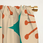 Atomic Dots Retro Midcentury Modern Pattern in Mid Mod Orange, Beige, and Turquoise Teal Window Curtain Gallery Image 2